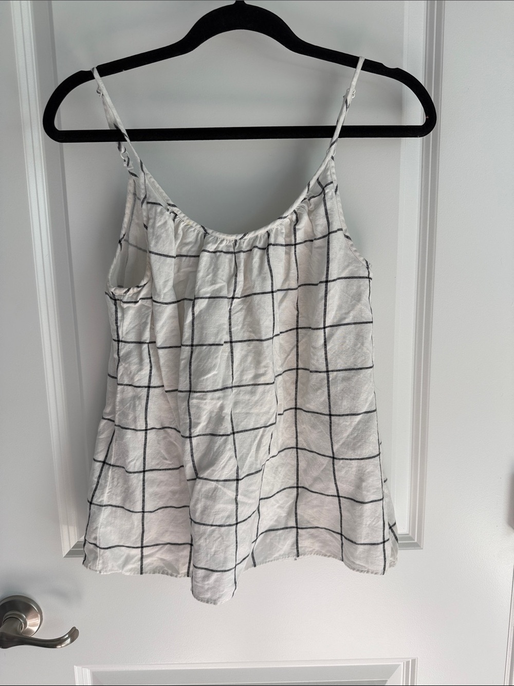 LOFT White Grid Print Spaghetti Strap Camisole